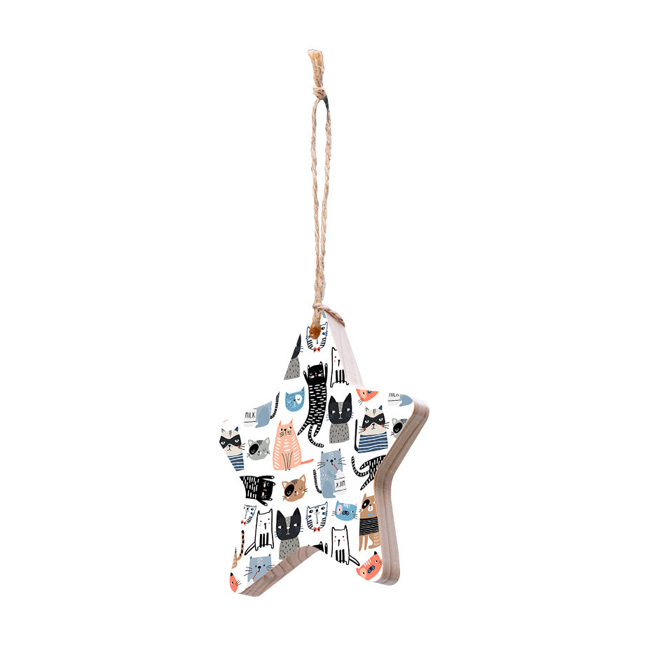 Christmas Decorations JIGGLES- Wooden Xmas Star And Fridge Magnet