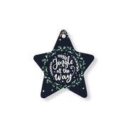 Christmas Decorations JINGLE ALL THE WAY- Wooden Xmas Star And Fridge Magnet