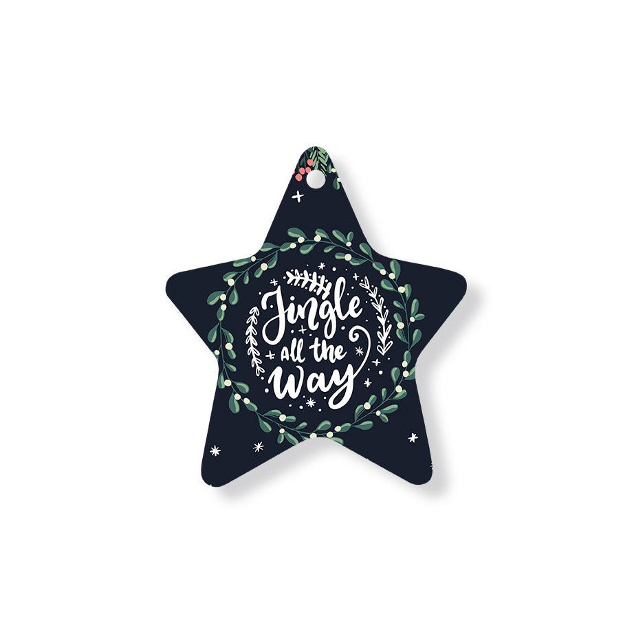 Christmas Decorations JINGLE ALL THE WAY- Wooden Xmas Star And Fridge Magnet