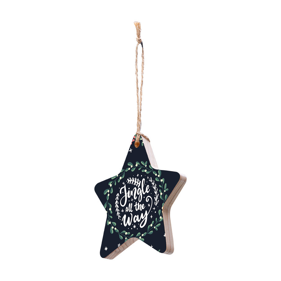 Christmas Decorations JINGLE ALL THE WAY- Wooden Xmas Star And Fridge Magnet