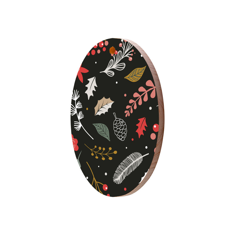 Christmas Decorations JOY AND WONDER- Wooden Xmas Oval Decoration and Fridge Magnet