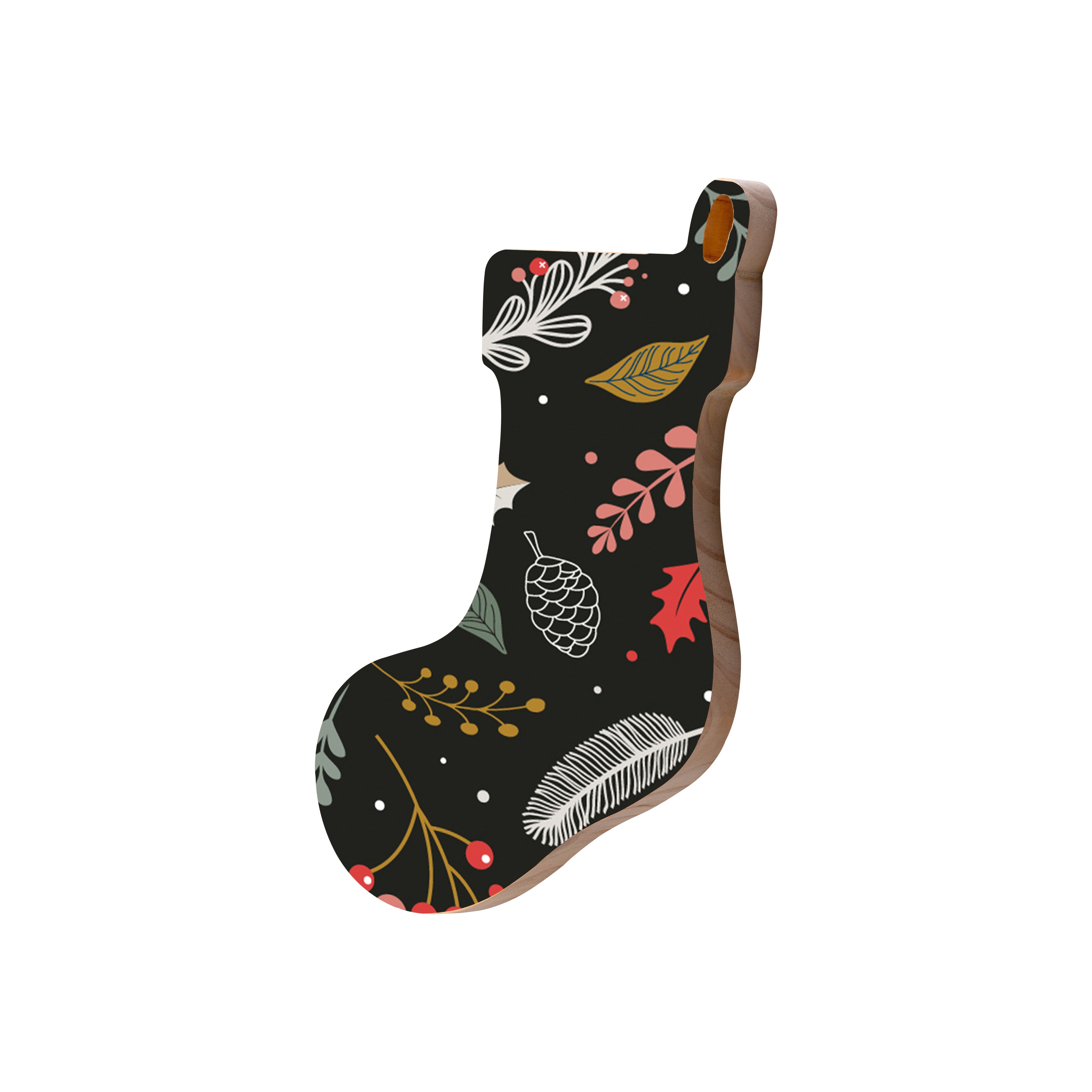 Christmas Decorations JOY AND WONDER - Wooden Xmas Stocking And Fridge Magnet