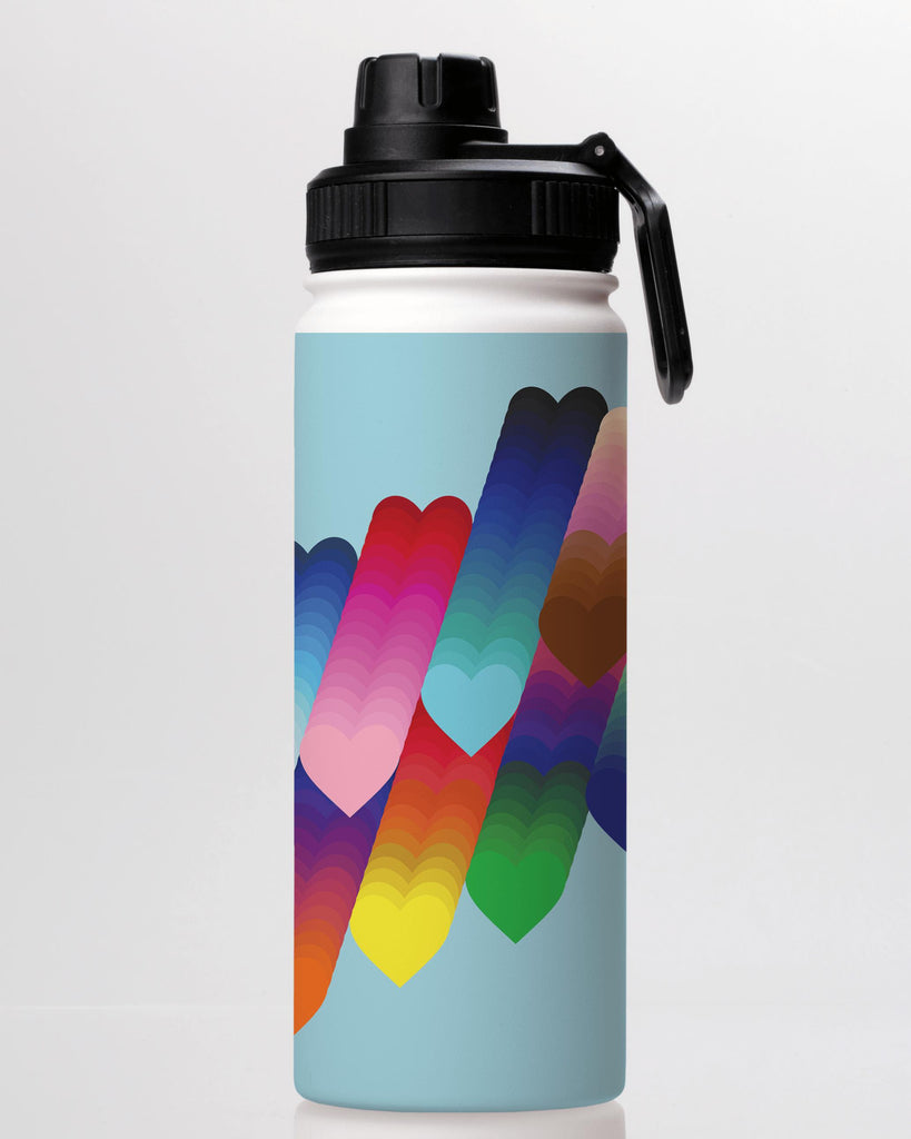 Water Bottles-Aura Hearts Insulated Stainless Steel water Bottle By Kitty Joseph-18 oz Stainless Steel Water Bottle-Steel Water Bottle Stainless steel bottle holds 18 Oz (350ml) and comes with a leak proof cap Lightweight, durable and easy to carry Reusable, so it's safe for the planet 360 degree full-wrap vibrant print BPA free and Intertek tested & certified-Stringberry