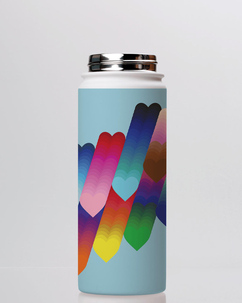 Water Bottles-Aura Hearts Insulated Stainless Steel water Bottle By Kitty Joseph-18 oz Stainless Steel Water Bottle-Steel Water Bottle Stainless steel bottle holds 18 Oz (350ml) and comes with a leak proof cap Lightweight, durable and easy to carry Reusable, so it's safe for the planet 360 degree full-wrap vibrant print BPA free and Intertek tested & certified-Stringberry