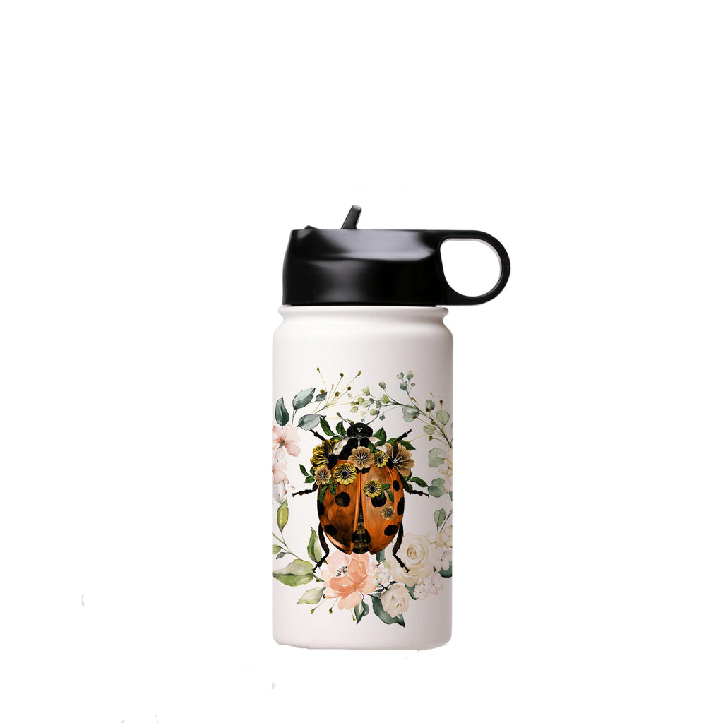 Water Bottles-Ladybug Insulated Stainless Steel Water Bottle-12oz (350ml)-Flip cap-Insulated Steel Water Bottle Our insulated stainless steel bottle comes in 3 sizes- Small 12oz (350ml), Medium 18oz (530ml) and Large 32oz (945ml) . It comes with a leak proof cap Keeps water cool for 24 hours Also keeps things warm for up to 12 hours Choice of 3 lids ( Sport Cap, Handle Cap, Flip Cap ) for easy carrying Dishwasher Friendly Lightweight, durable and easy to carry Reusable, so it's safe for the plan