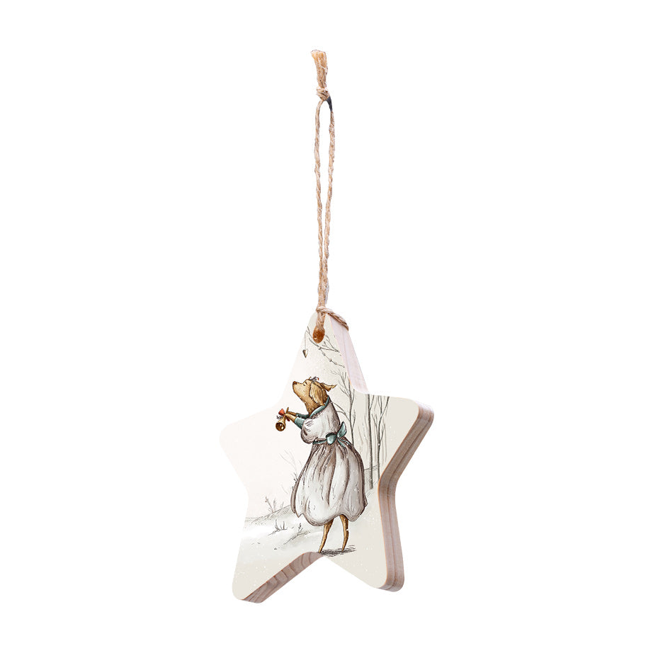 Christmas Decorations LADY XMAS- Wooden Xmas Star And Fridge Magnet