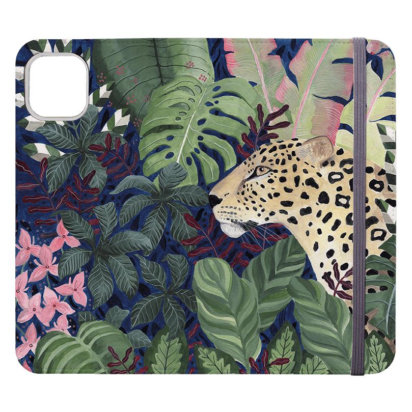 Wallet phone case-Leopard In Leaves By Bex Parkin-Vegan Leather Wallet Case Vegan leather. 3 slots for cards Fully printed exterior. Compatibility See drop down menu for options, please select the right case as we print to order.-Stringberry