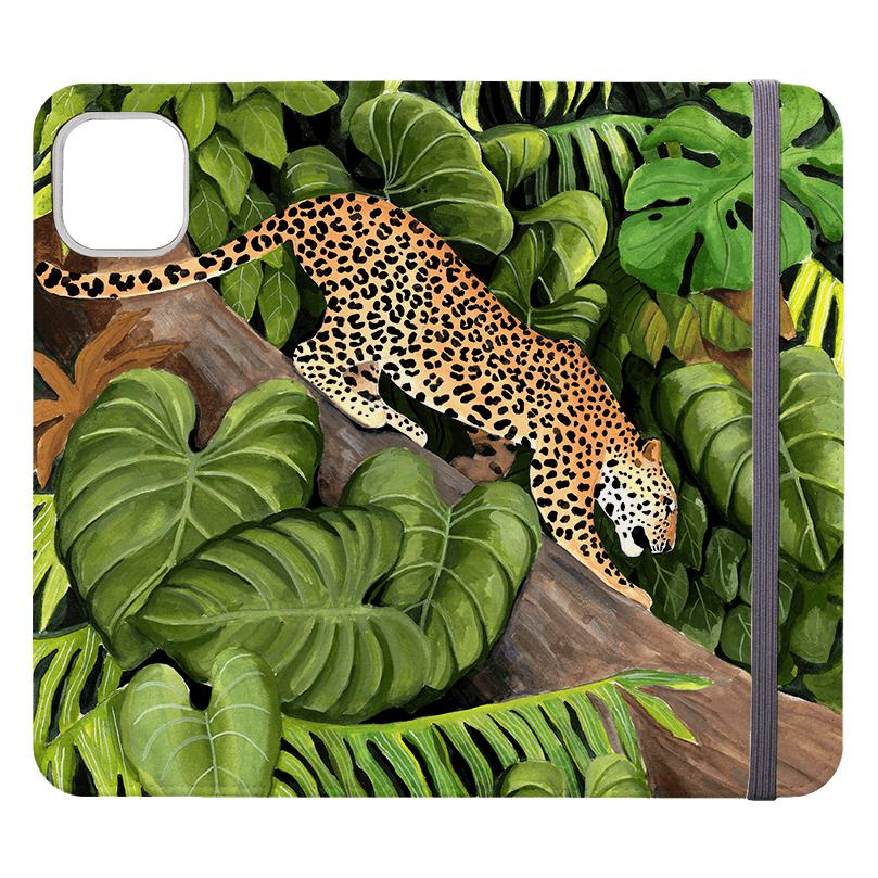 Wallet phone case-Leopard Poised By Bex Parkin-Vegan Leather Wallet Case Vegan leather. 3 slots for cards Fully printed exterior. Compatibility See drop down menu for options, please select the right case as we print to order.-Stringberry