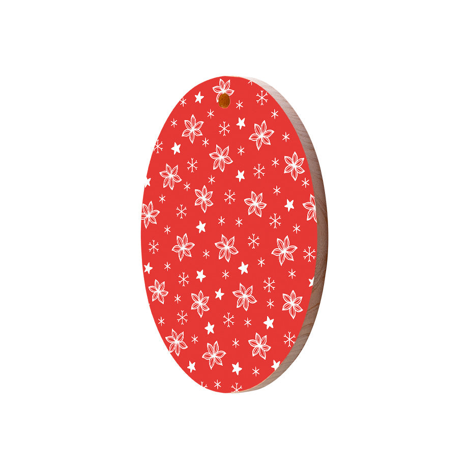 Christmas Decorations LET IT SNOW- Wooden Xmas Oval Decoration and Fridge Magnet
