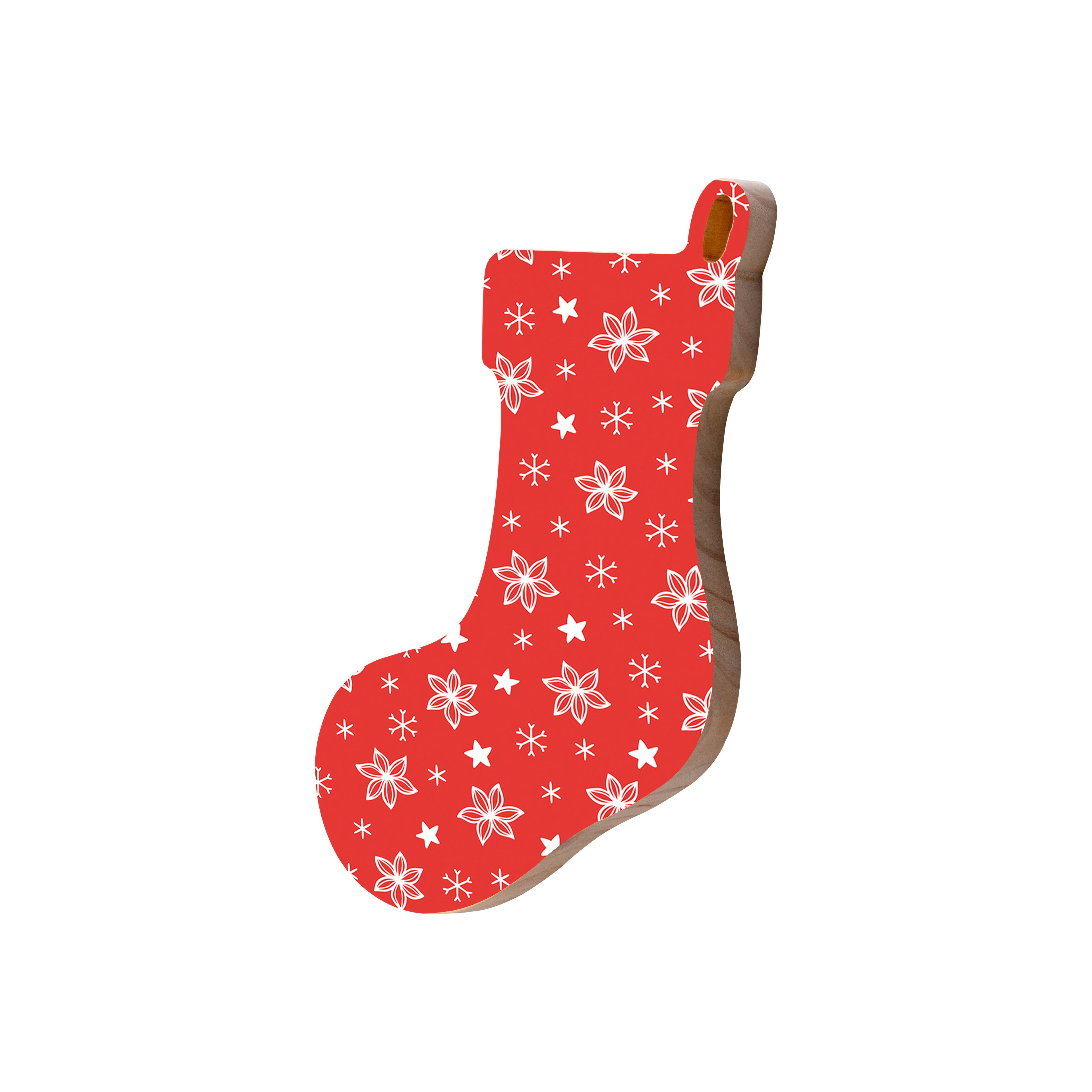 Christmas Decorations LET IT SNOW- Wooden Xmas Stocking And Fridge Magnet