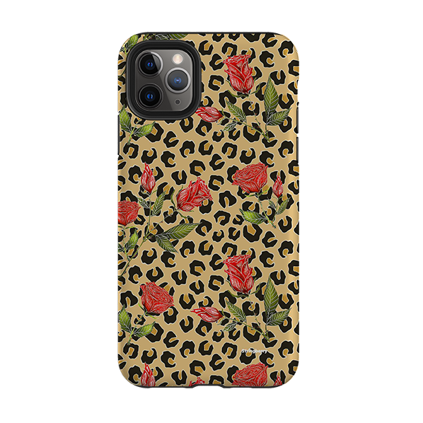 iPhone Tough Case - Leopard Print Rose Pattern By Catherine Rowe