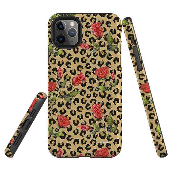 iPhone Tough Case - Leopard Print Rose Pattern By Catherine Rowe