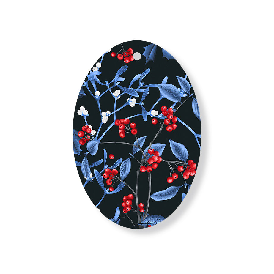 Christmas Decorations MAGICAL XMAS DARK- Wooden Xmas Oval Decoration and Fridge Magnet