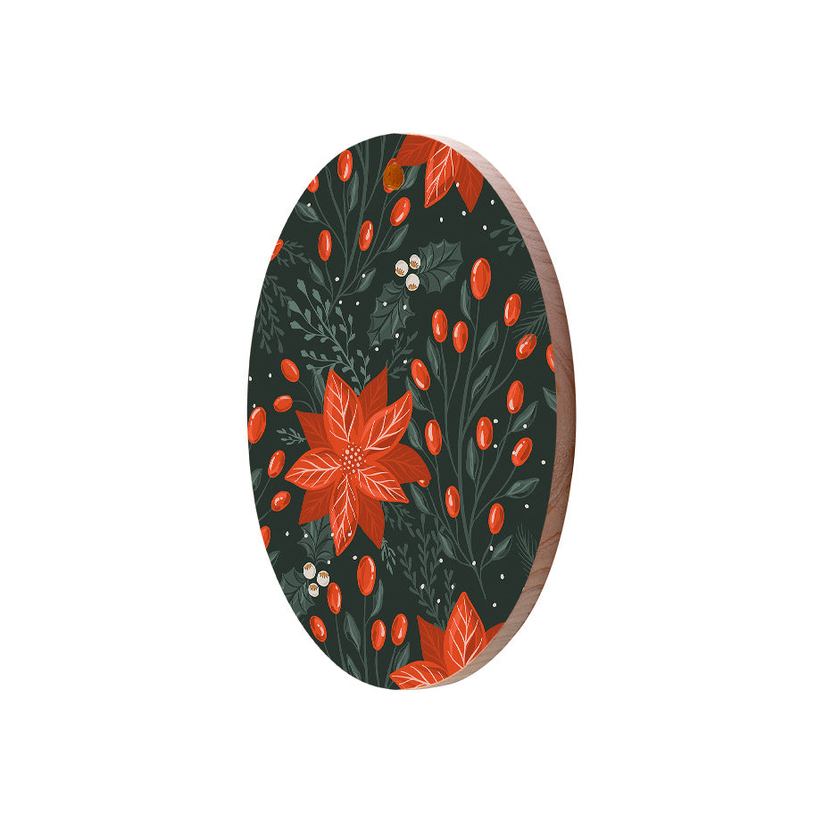 Christmas Decorations MAGIC OF THE HOLIDAYS- Wooden Xmas Oval Decoration and Fridge Magnet