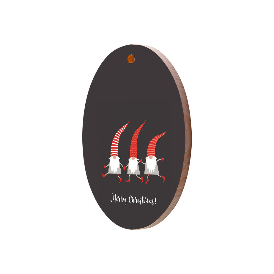 Christmas Decorations MERRY CHRISTMAS- Wooden Xmas Oval Decoration and Fridge Magnet