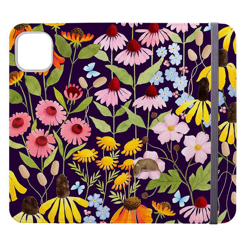 Wallet phone case-Mice And Wildflowers By Bex Parkin-Vegan Leather Wallet Case Vegan leather. 3 slots for cards Fully printed exterior. Compatibility See drop down menu for options, please select the right case as we print to order.-Stringberry