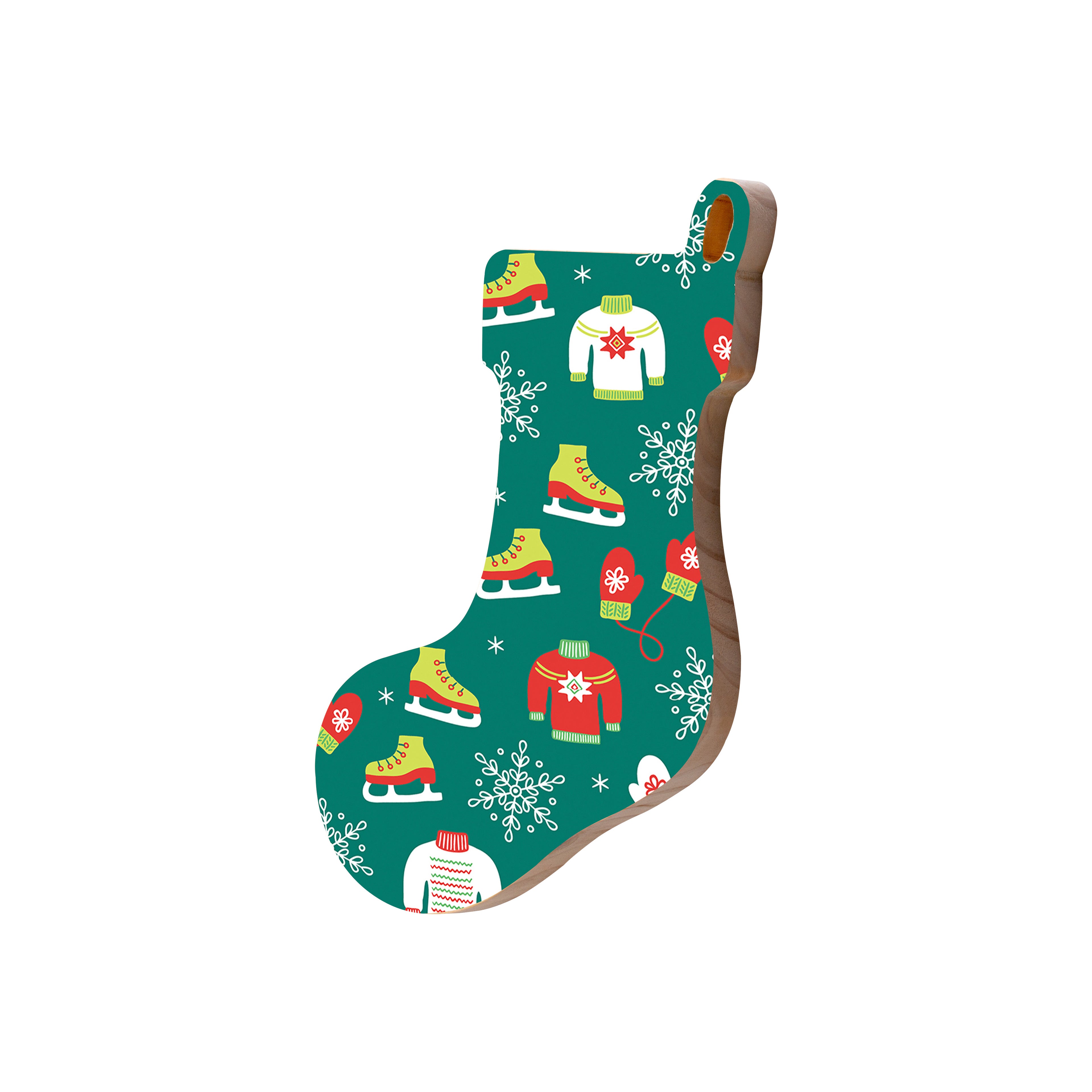 Christmas Decorations NOEL- Wooden Xmas Stocking And Fridge Magnet