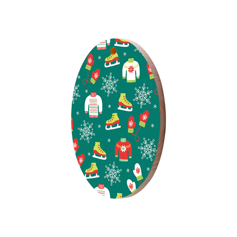 Christmas Decorations NOEL- Wooden Xmas Oval Decoration and Fridge Magnet