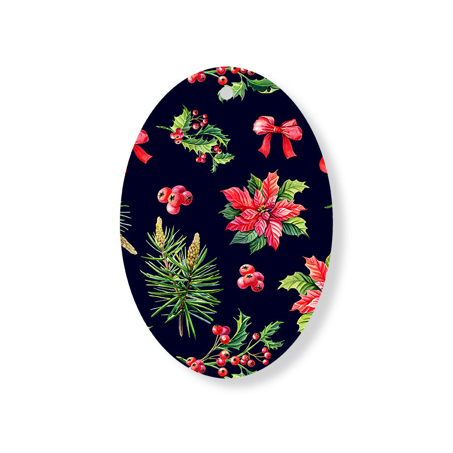 Christmas Decorations OPULENCE- Wooden Xmas Oval Decoration and Fridge Magnet