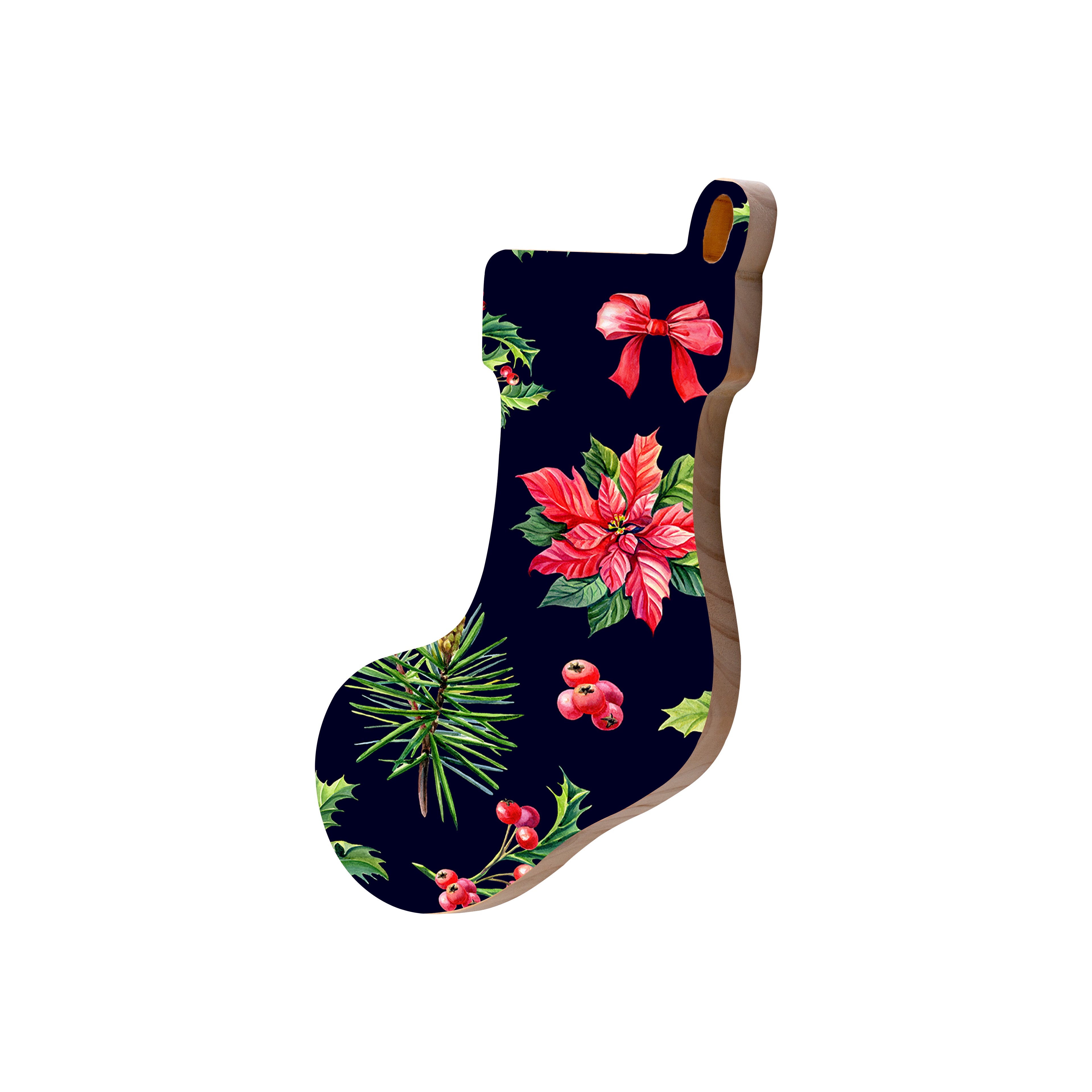 Christmas Decorations OPULENCE- Wooden Xmas Stocking And Fridge Magnet