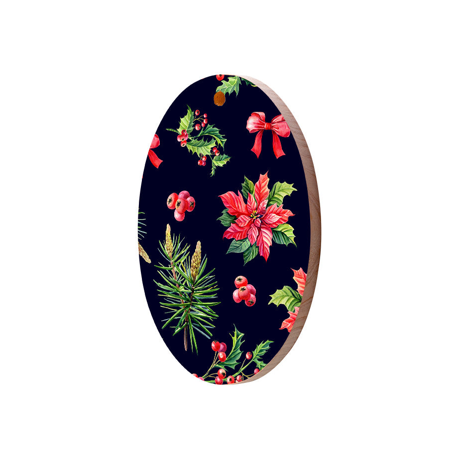 Christmas Decorations OPULENCE- Wooden Xmas Oval Decoration and Fridge Magnet
