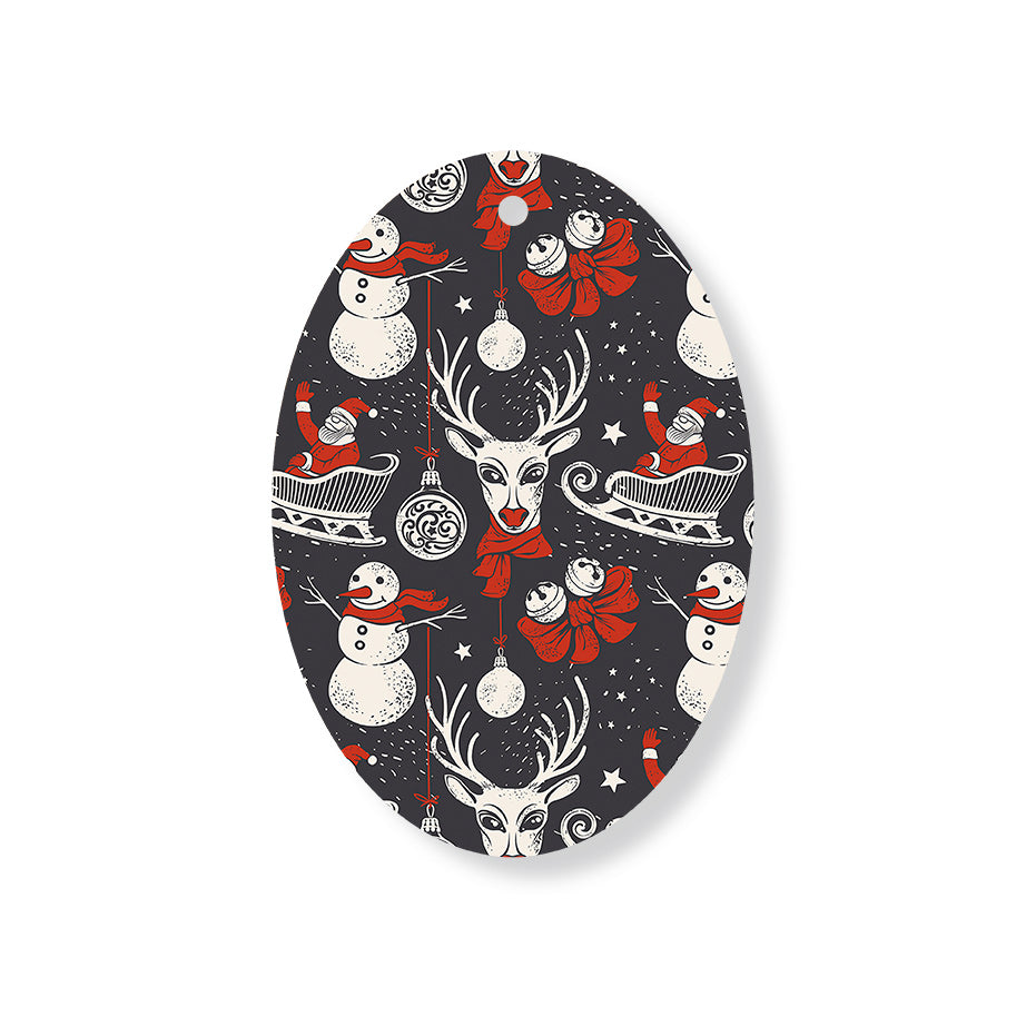 Christmas Decorations O SANTA- Wooden Xmas Oval Decoration and Fridge Magnet
