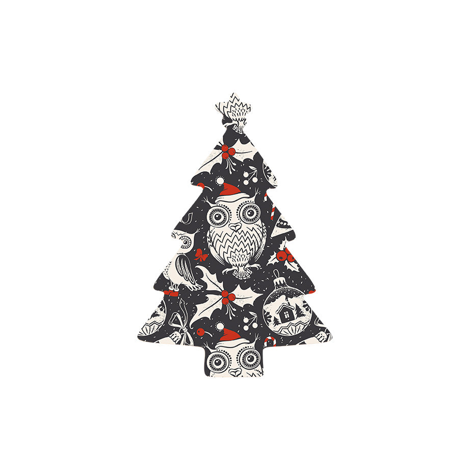 Christmas Decorations OWL XMAS- Wooden Xmas Tree And Fridge Magnet
