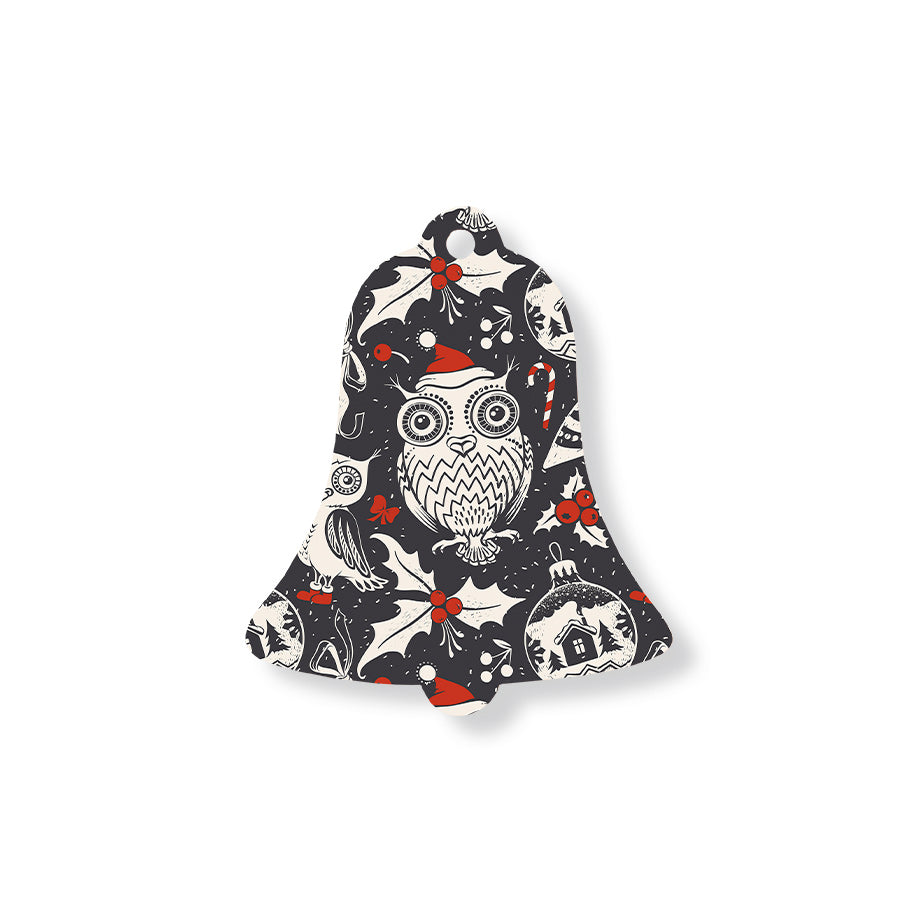 Christmas Decorations OWL XMAS- Wooden Xmas Bell And Fridge Magnet