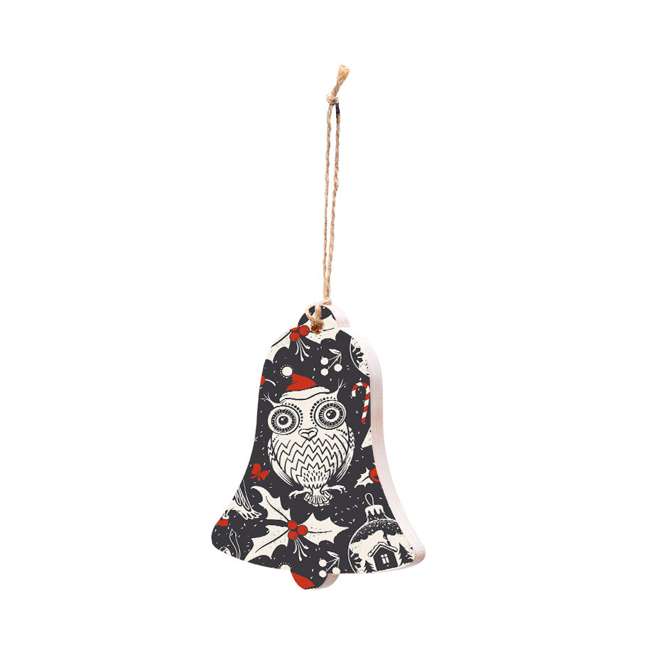 Christmas Decorations OWL XMAS- Wooden Xmas Bell And Fridge Magnet