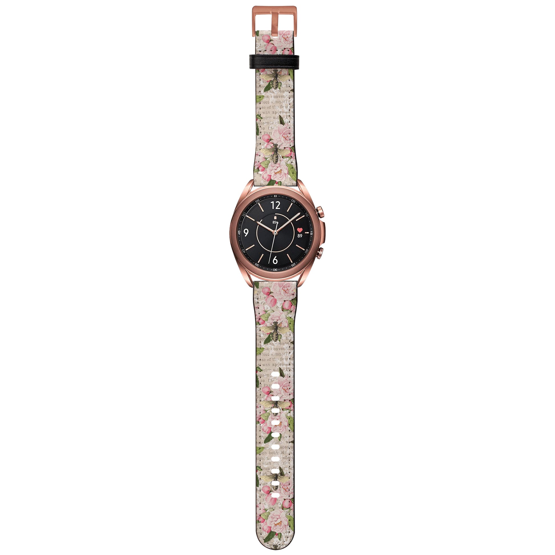 Apple Watch Straps-Pink Bees Android Watch Strap-Paper Leather Samsung Watch Straps Product Details Get trendy with our Paper leather Samsung Watch bands. Available for all models of Samsung watch. High quality Paper Leather Fully printed on all exterior sides. Samsung Watch Band 40mm/42mm Samsung Watch Band 45mm/46mm-Stringberry