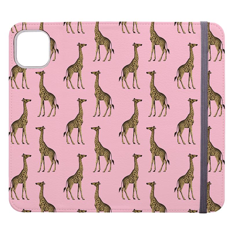 Wallet phone case-Pink Giraffe-Vegan Leather Wallet Case Vegan leather. 3 slots for cards Fully printed exterior. Compatibility See drop down menu for options, please select the right case as we print to order.-Stringberry