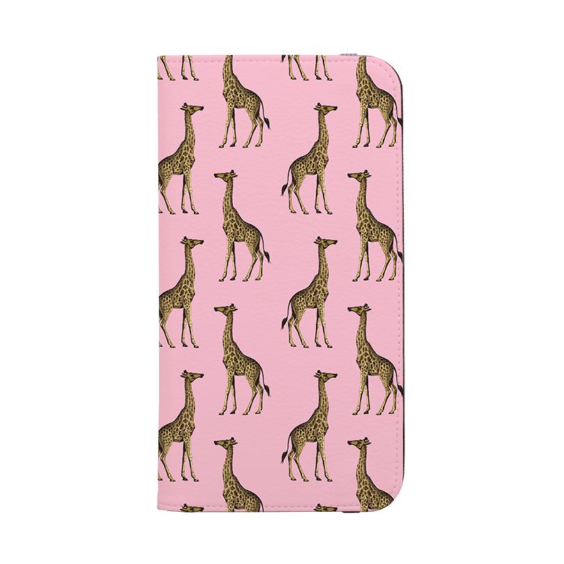 Wallet phone case-Pink Giraffe-Vegan Leather Wallet Case Vegan leather. 3 slots for cards Fully printed exterior. Compatibility See drop down menu for options, please select the right case as we print to order.-Stringberry