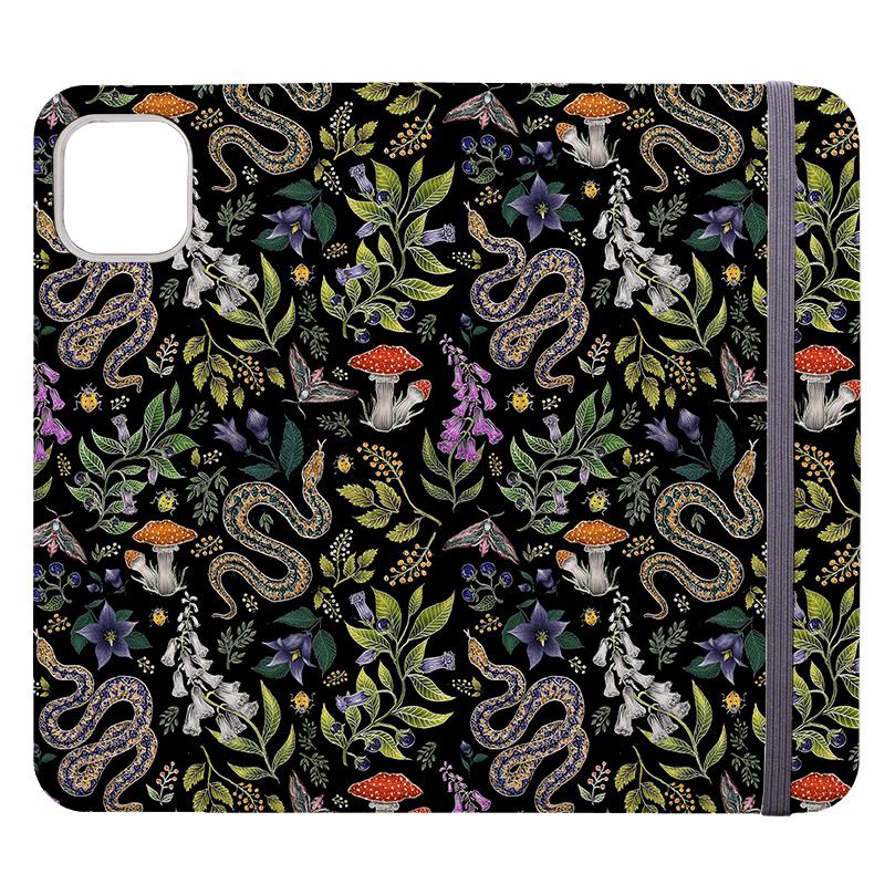 Wallet phone case-Poisonous By Catherine Rowe-Vegan Leather Wallet Case Vegan leather. 3 slots for cards Fully printed exterior. Compatibility See drop down menu for options, please select the right case as we print to order.-Stringberry