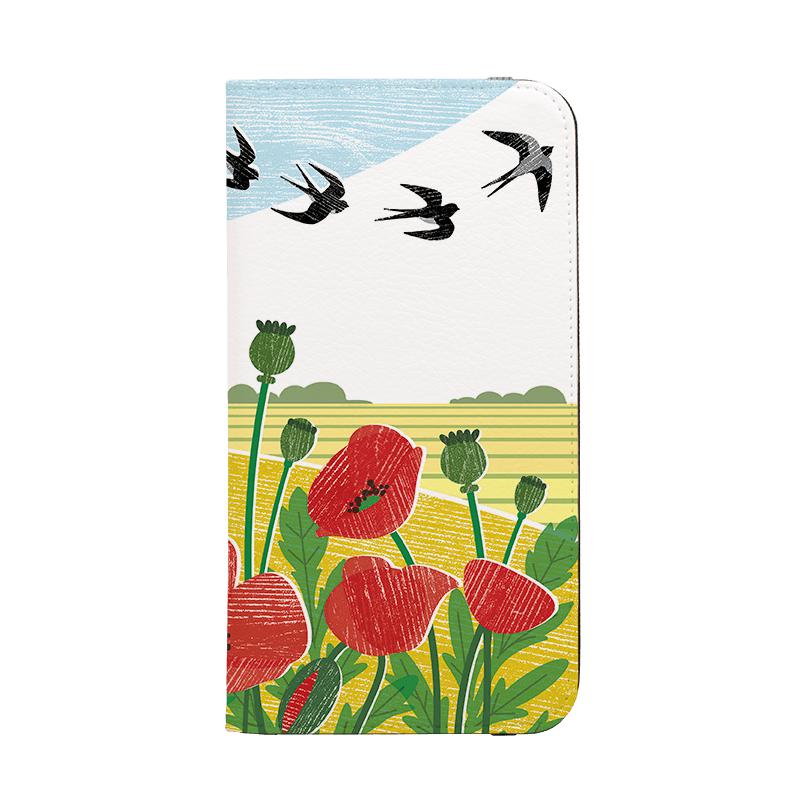 Wallet phone case-Poppy Field And Swallows By Liane Payne-Vegan Leather Wallet Case Vegan leather. 3 slots for cards Fully printed exterior. Compatibility See drop down menu for options, please select the right case as we print to order.-Stringberry