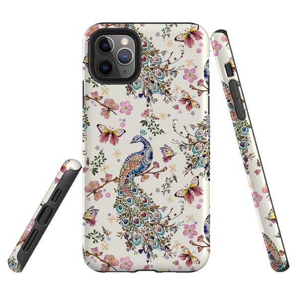 iPhone Tough Case - Peacock and Cherry Blossoms By Helen Ahpornsiri