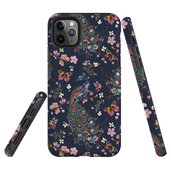 iPhone Tough Case - Peacock and Cherry Blossoms Iris By Helen Ahpornsiri