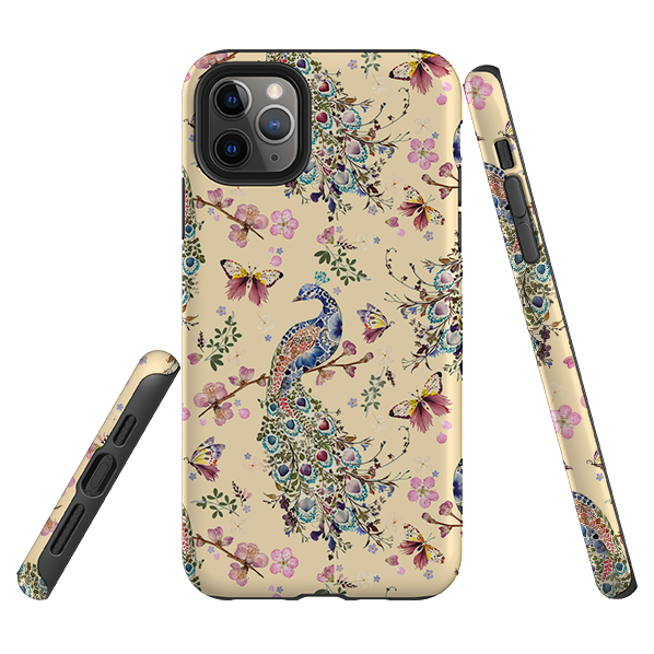 iPhone Tough Case - Peacock and Cherry Blossoms Lilly By Helen Ahpornsiri