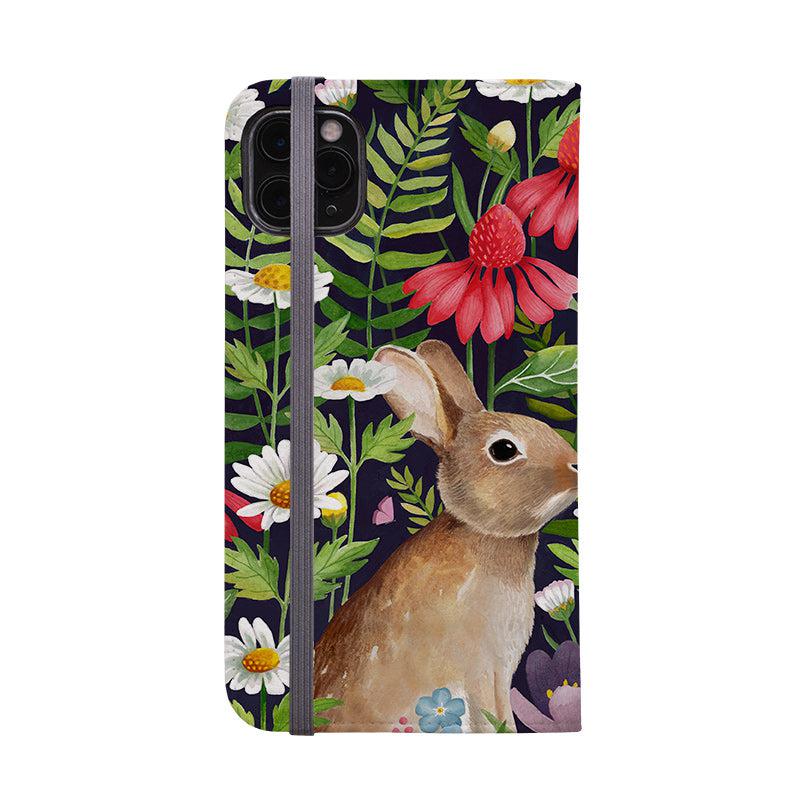 Wallet phone case-Rabbit And Wildflowers By Bex Parkin-Vegan Leather Wallet Case Vegan leather. 3 slots for cards Fully printed exterior. Compatibility See drop down menu for options, please select the right case as we print to order.-Stringberry