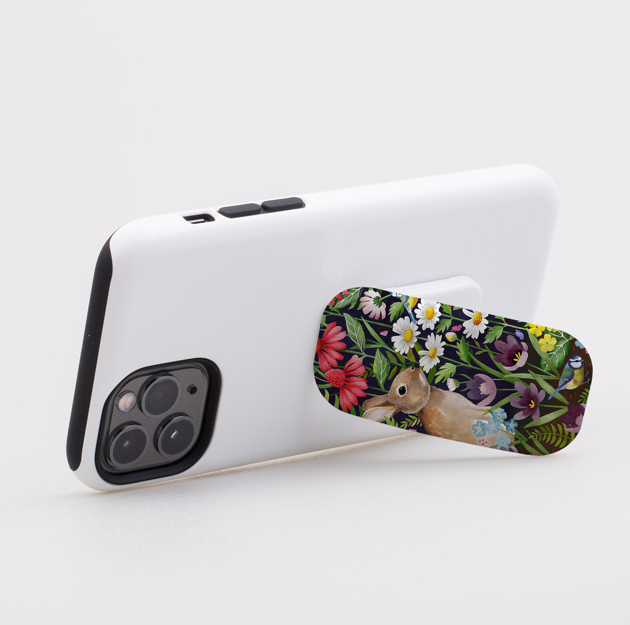 Rabbit And Wildflowers Phone Stand By Bex Parkin
