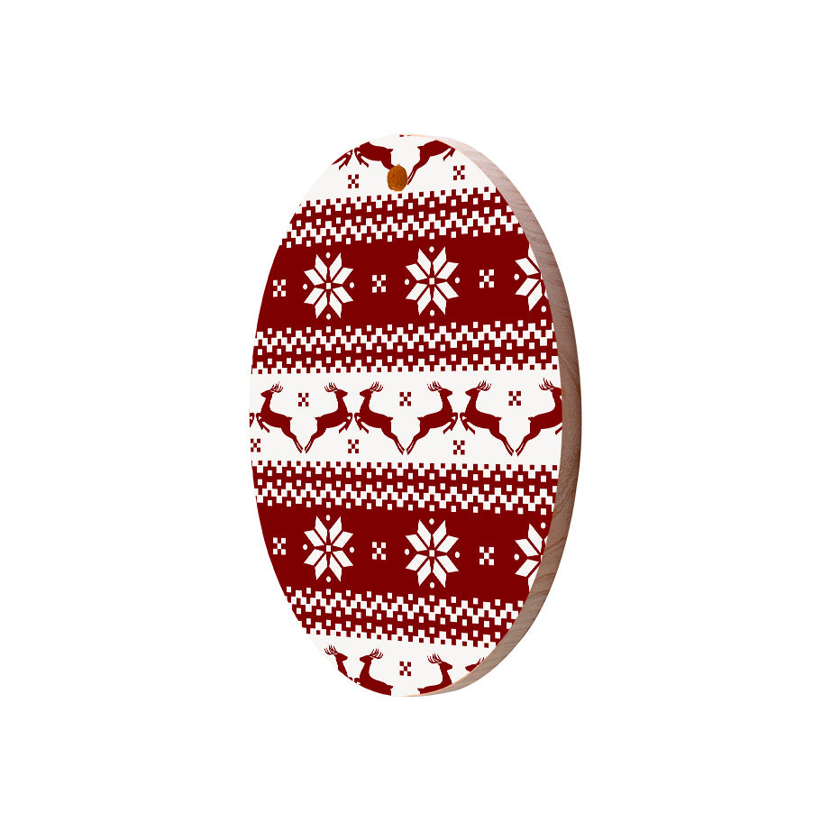 Christmas Decorations REINDEER- Wooden Xmas Oval Decoration and Fridge Magnet
