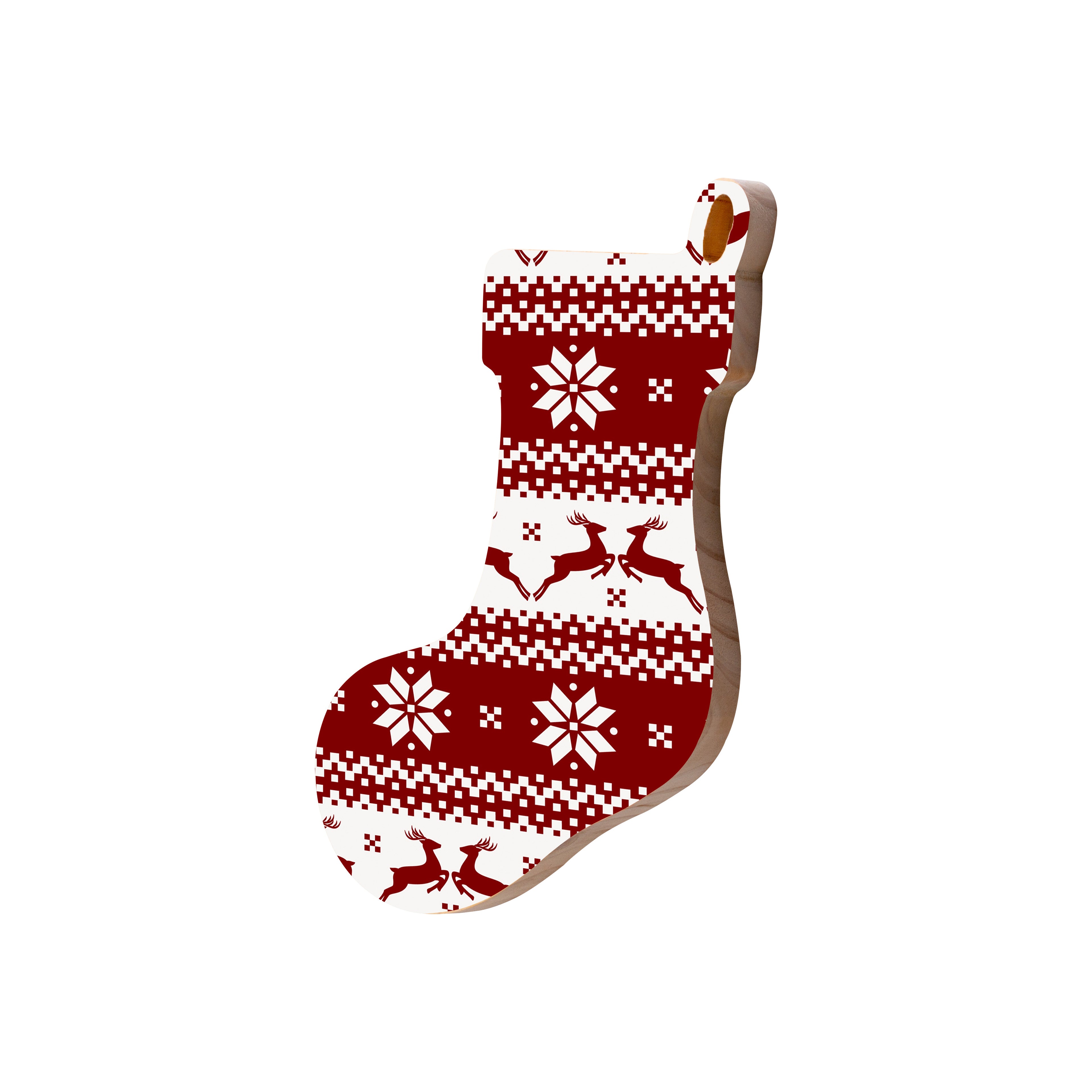 Christmas Decorations REINDEER- Wooden Xmas Stocking And Fridge Magnet