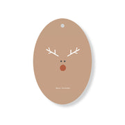 Christmas Decorations RUDOLPH- Wooden Xmas Oval Decoration and Fridge Magnet