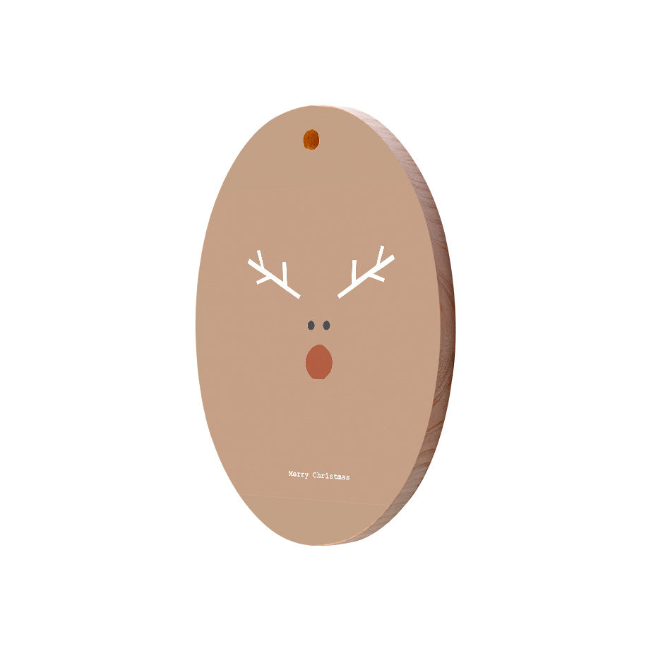 Christmas Decorations RUDOLPH- Wooden Xmas Oval Decoration and Fridge Magnet
