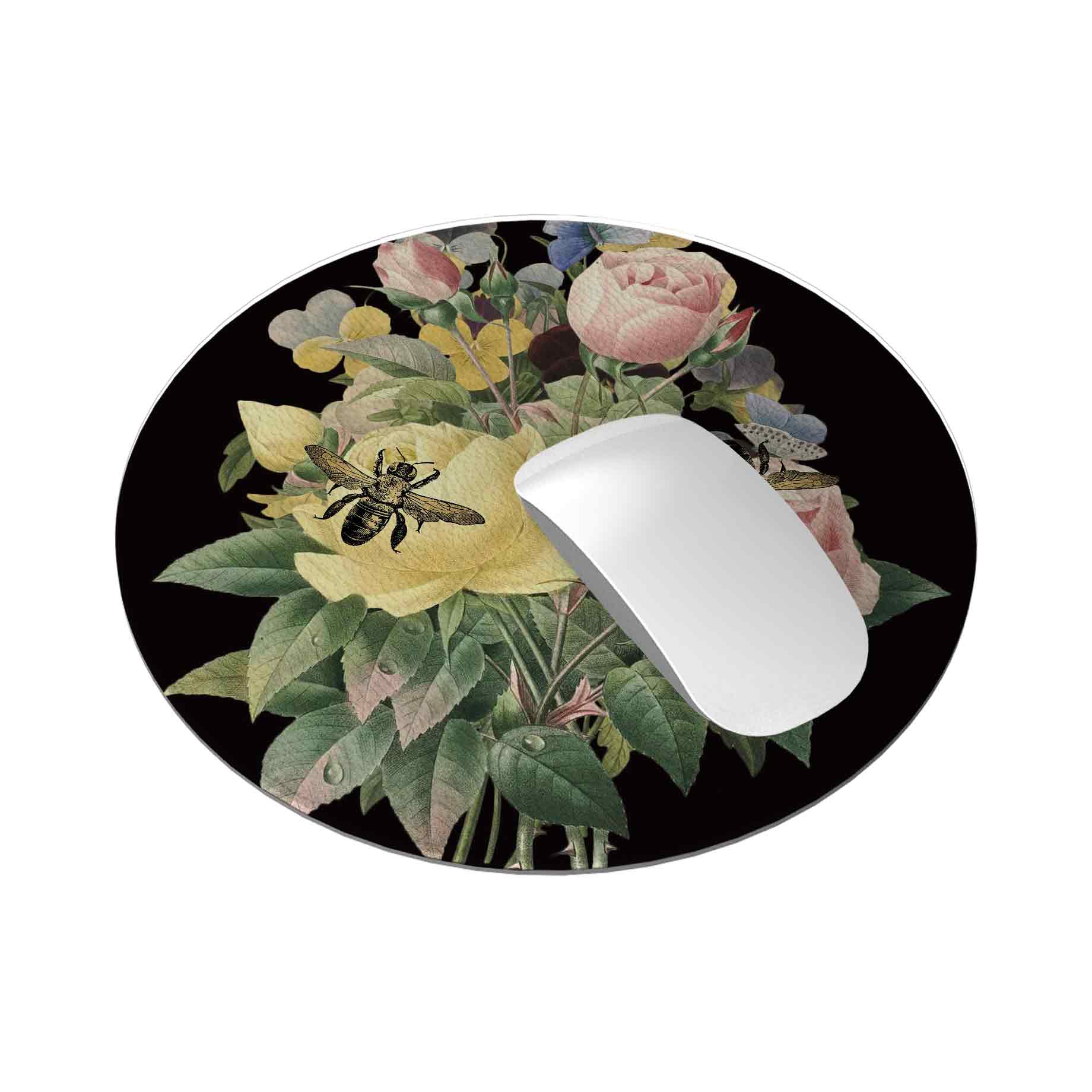 Rose Bee Vegan Leather Mouse Mat