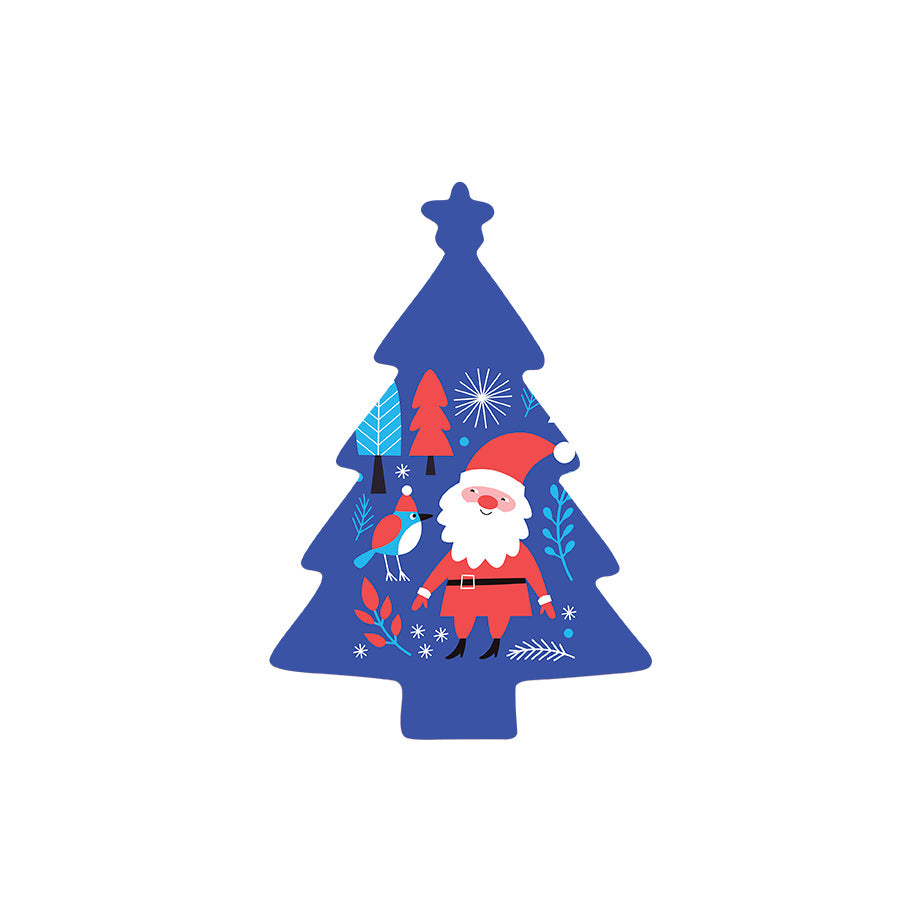 Christmas Decorations SANTA AND BIRD- Wooden Xmas Tree And Fridge Magnet