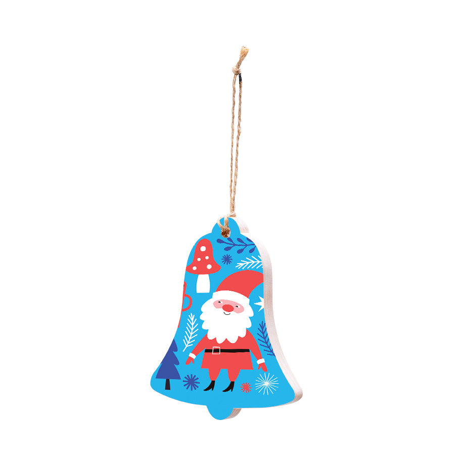 Christmas Decorations SANTA AND MUSHROOM- Wooden Xmas Bell And Fridge Magnet