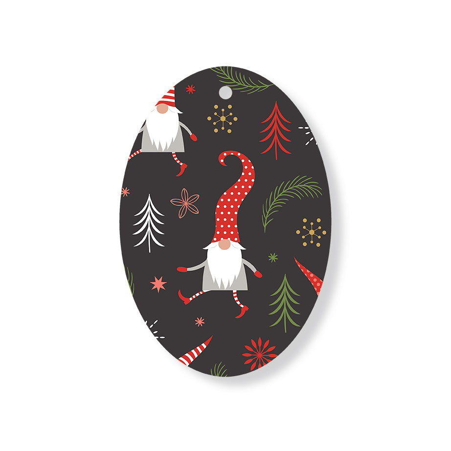 Christmas Decorations SANTA GNOME- Wooden Xmas Oval Decoration and Fridge Magnet