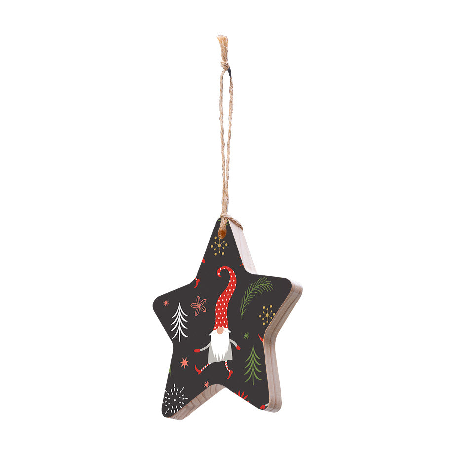 Christmas Decorations SANTA GNOME- Wooden Xmas Star And Fridge Magnet