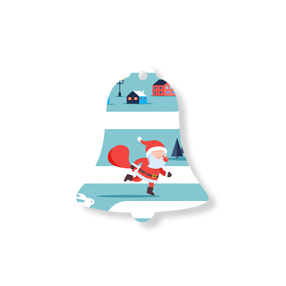 Christmas Decorations SANTA IS ON HIS WAY- Wooden Xmas Bell And Fridge Magnet