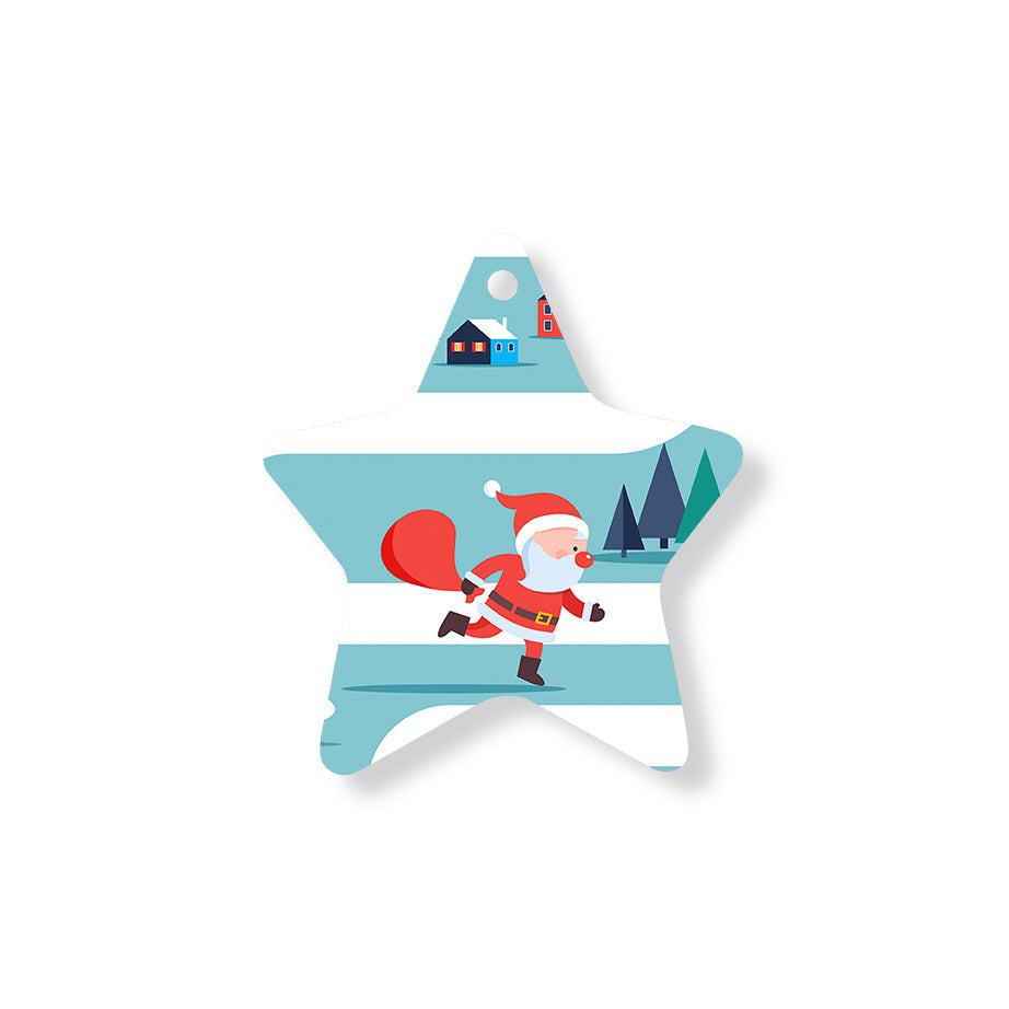 Christmas Decorations SANTA IS ON HIS WAY- Wooden Xmas Star And Fridge Magnet